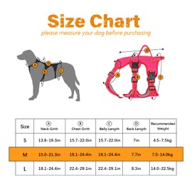 Escape Proof Dog Harness Medium Sized Six Point Adjustable, Soft Padded Full Body No Pull Dog Harness and Leash Set, Reflective Dog Vest Harness with Handle, Dog Harness for Medium Size Dog（Pink, M