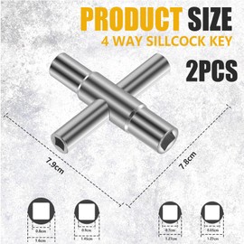 GlamRays Pack of 2 4 Way Square Tap Key 6.5 mm 7 mm 8 mm 9 mm Supply Key Switch Box Key for Electric Box Water Electricity Meter Box