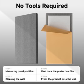 Acoustic Panels(8 Packs) 24x12x2'' Thick Fiberglass Soundproof Wall Panels, Upgraded Decorative Sound Dampening Panels(Full Self-Adhesive), Sound Absorbing Panels Noise Cencelling Studio, Grey