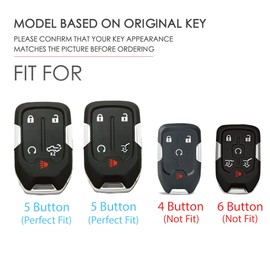 Aoocar 5-Button Leather Key Fob Cover, Compatible with GMC Acadia Terrain Sierra, Fit for Chevy Silverado 2019-2022, No Screw Design Retro Style Smart Key Holder Protector(Black)