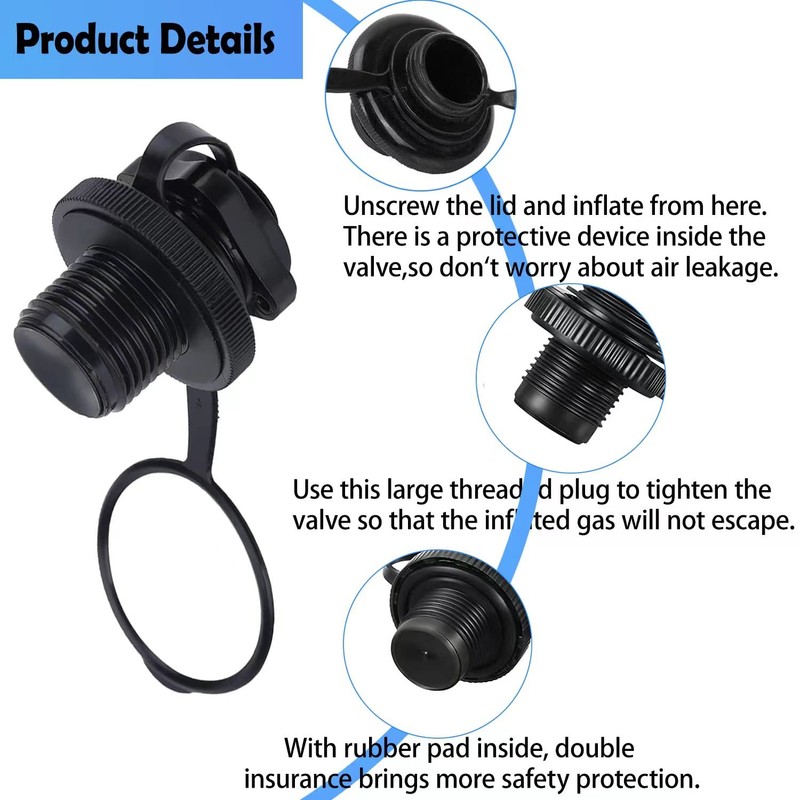 Inflatable Boat Air Valve,2PCS Inflatable Boat Spiral Air Plugs One-Way