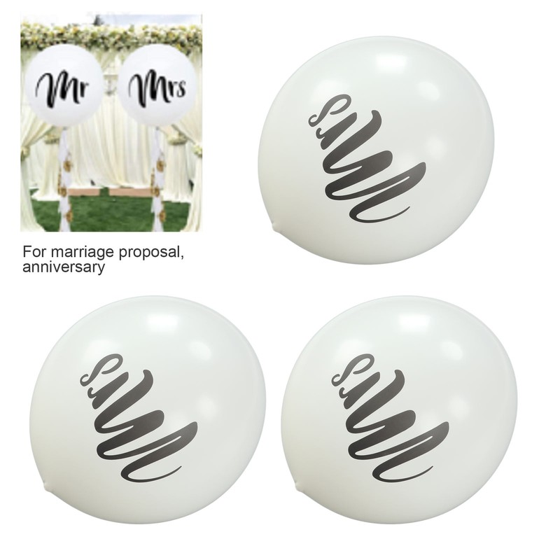 6 Pcs Balloons 36in MR MRS Letters Printed White Giant