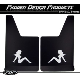Proven Design Products GMC SIERRA 1500 Truck Flap Splash Guards, Mud Guards_TRUCKER GIRL_WHITE_GMC 4X4