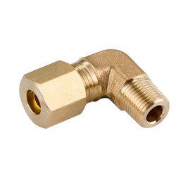 Litorange 4 Pack Metal Brass Compression Tube Pipe Fitting Connector, 90 Degree Elbow Adapter, 1/4" Tube OD x 1/8" NPT Male