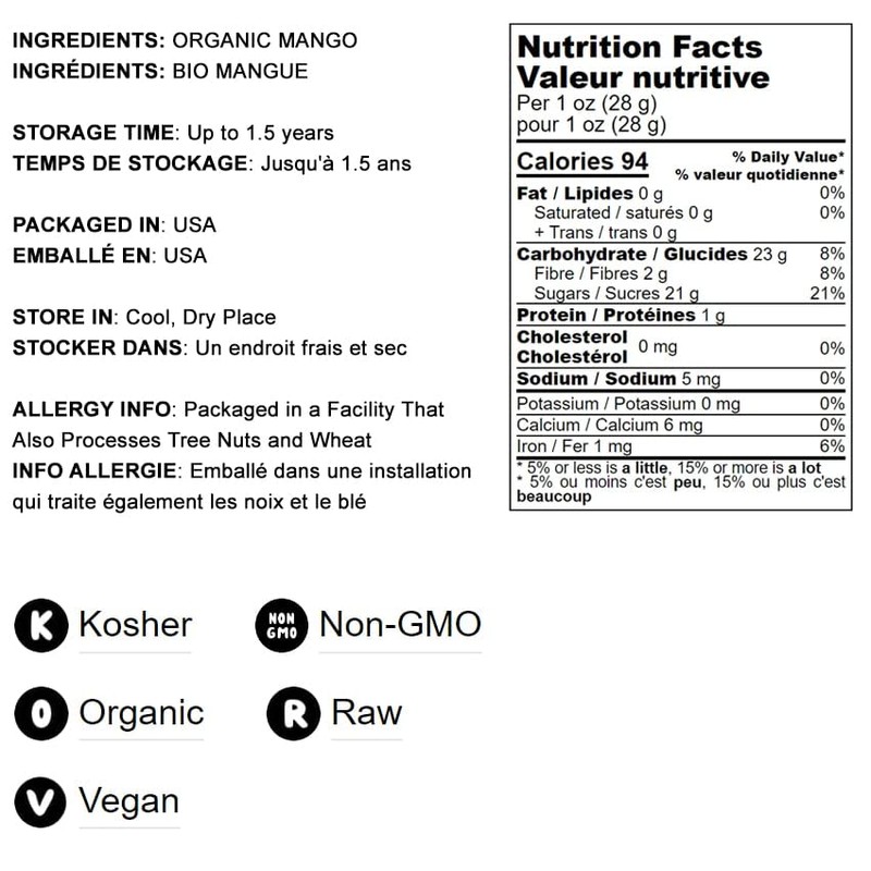 Food to Live - Organic Mango Cheeks, 8 Ounces -