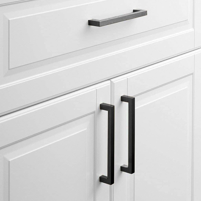 WADY 10pcs Hole Center Kitchen Square Cabinet Handles, Black Stainless
