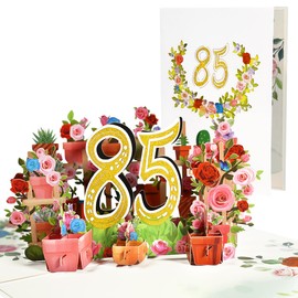 CNLITIHEKA 85th Pop Up Birthday Card for Women, Happy 85th Birthday Card for Mom, 3D Flower Birthday Greeting Cards for Wife, 85th Year Old Birthday Card for Grandmother with Note and Envelope.