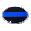 Elektroplate Police Thin Blue Line Oval Chrome All Metal Emblem