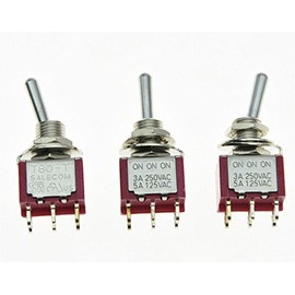 Salecom 3pcs DPDT 6 Pin 3 Position ON/ON/ON Guitar Mini Toggle Switch Car/Boat Switch