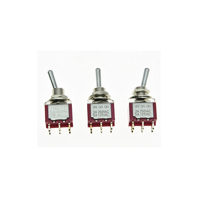 Salecom 3pcs DPDT 6 Pin 3 Position ON/ON/ON Guitar Mini