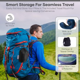 AVORR 2-in-1 Memory Foam Pillows with Reversible Cover and Hood for Neck Support During Travel (Pink/Purple Lilac)