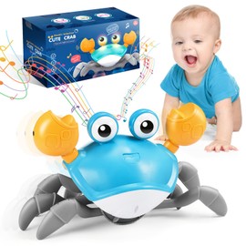Children's Toy from 1 2 3 Years, Crab Baby Toy from 6 7 8 9 10 Months Tummy Time Toys Crawling Crab Gift Child 1-3 Years Boy Girl Crawl Musical Toys for Babies