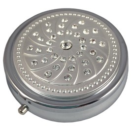 Crystal Gemstones Fashion Bling Three Section Pocket Purse Travel Pill Box Case