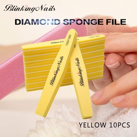 Nail Buffer for Nails 100/180 Grit Sponge,Nail Files and Buffers for Nail Art Care Double Sides Design Professional Manicure Tools Color Yellow 10pcs