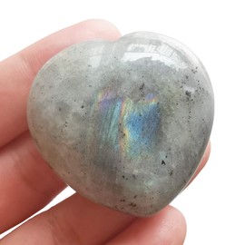 Manekieko Natural Moonstone Palm Worry Carved Heart Love Stone,40mm Crystals and Healing Stones