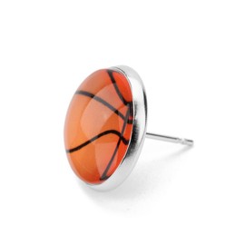 Football Earrings for Women Girls, Trendy Round Football/Basketball Sports Charms Stud Earrings Statement Stainless Steel Cartoon Tiny Earrings Jewelry Gifts (MC-E104-basketball)