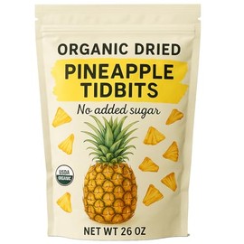 Organic Dried Pineapple Tidbits, 26 oz Bag - Healthy Dried Fruit Snack