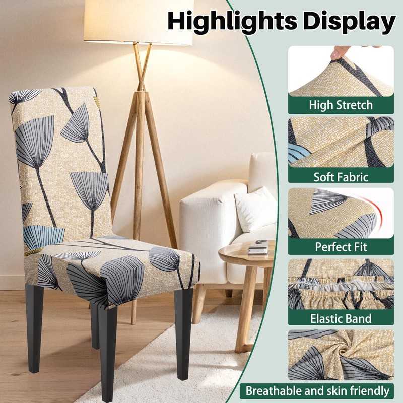 Dioxide Dining Chair Slipcovers, Removable Washable Dining Chair Covers Set