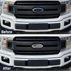 7 Inch Front Grille Rear Tailgate American Flag Emblem Compatible with Ford 1999-2004 F-150 F-250 F-350 (Silver)