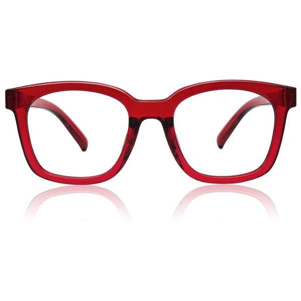 JiSoo-Gafas de lectura de gran tamaño 1.5 para mujer, marco grande de diseñador rojo para lectores con bisagra de resorte, rojo 1.5