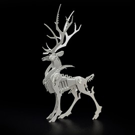 Microworld 3D Metal Puzzle, Mechanical Mini Dream Deer Elk Metal Model Kits, Steel Warcraft Collection Challenge Brain Teaser DIY Art Craft Decoration Puzzles for Adults