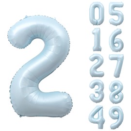 YFHVJTKO 40 Inch Number 2 Foil Baby Blue Balloons 2nd Celebration Decorations for 2nd Birthday Party Wedding Bridal Shower Engagement Photo Shoot Anniversary Decoration (Baby Blue, 2)