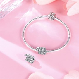 BIZK Women's Holiday Charm Pendant for Bracelet 925 Sterling Silver Charm Bead Pendant for European Bracelets and Necklaces, Sterling Silver, Cubic Zirconia