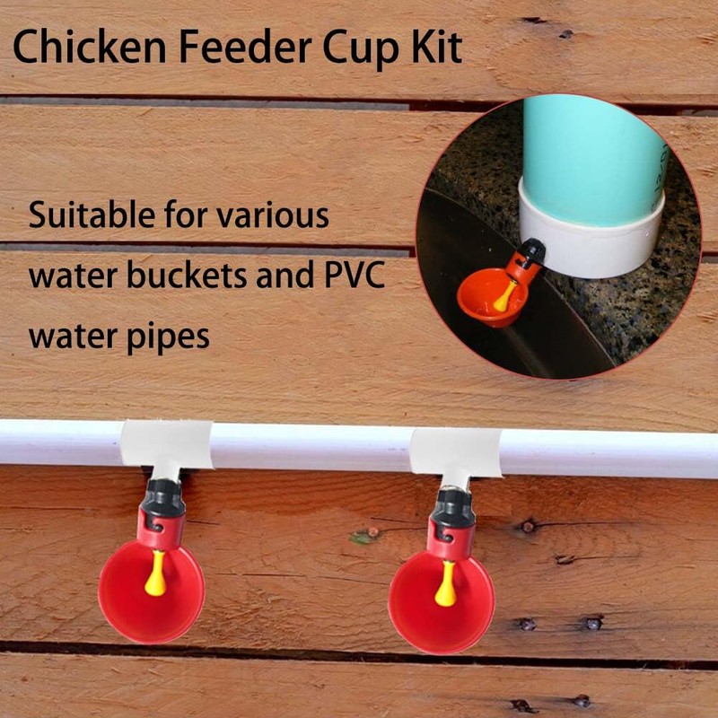 YSIL Chicken Waterer Cups Automatic Feeder 6 Pack with 1/8"
