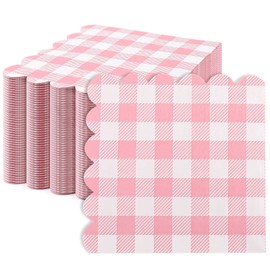 Ktxaby 100 Stück rosa Gingham-Servietten, 3-lagig, 12 x 12 cm, rosa kariert, Cocktail-Servietten, Einweg-Papierservietten für Picknicks, Hochzeit, Geburtstag, Teeparty, Ostern, Dekoration