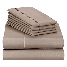 Lexington Elegance 18 inch Deep Pocket 6 PC Bed Sheet Sets, Wrinkle Free (Mocha, King)
