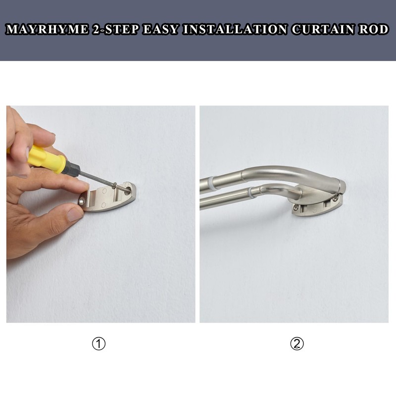 Double Curtain Rods Brushed Nickel,Room Darkening Drapery Rod 48-84 Inches,Adjustable