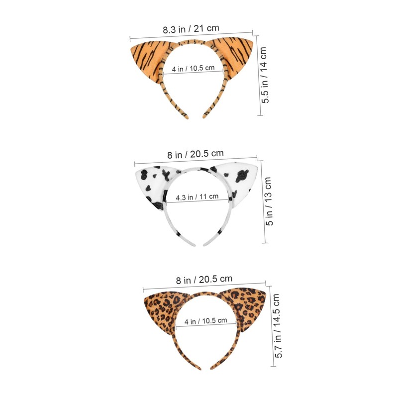 Gatuida 9pcs Leopard Print Cat Ear Headbands Plush Fuzzy Animal