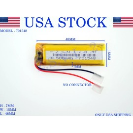 Z.S.V.I -2 3.7V 500mAh 701548 Lithium Polymer LiPo Rechargeable Battery (USA STOCK)