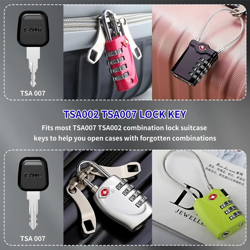 4PCS TSA007 TSA002 Universal Master Luggage Keys, Compatible with Password