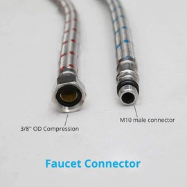 Wovier Water Supply Hoses, Faucet Connector Vessel Sink Faucet Braided Stainless Steel Flexible Hoses - 3/8" Female Compression Thread, 32" Length Faucet Hose,x 2 Pcs (1 Pair)