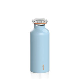 Guzzini - On The Go, Energy S Thermos Flask, Stainless Steel, Azure, Matt, Diameter 6.5 x Height 18 cm, 330 cc - 116702134