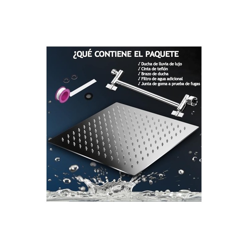 Regadera para Baño de 8 Pulgadas con 27cm Brazo de