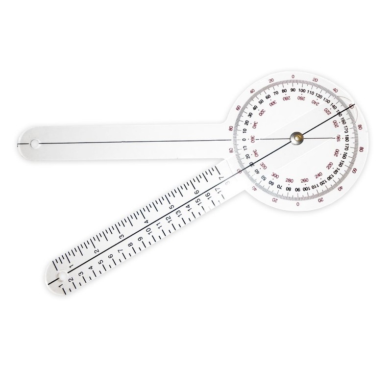 Rehabilitation Advantage 12" Plastic Goniometer 360 Degree ISOM, Clear