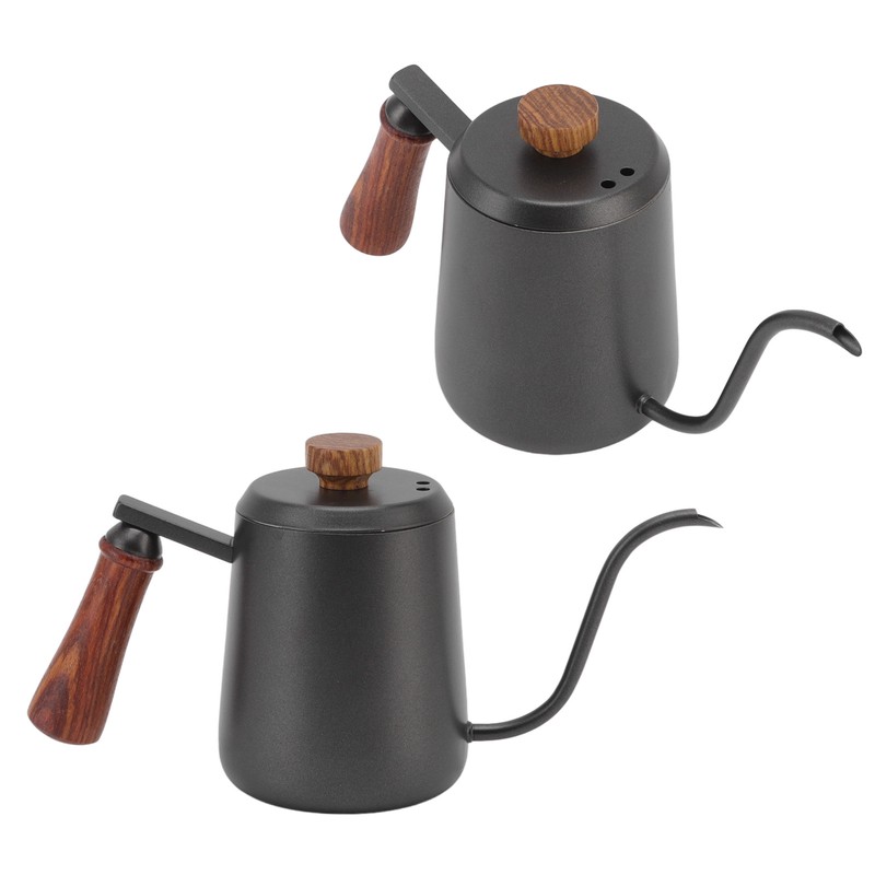 Stainless Steel Coffee Hand Pot with Wooden Handle Long Mouth