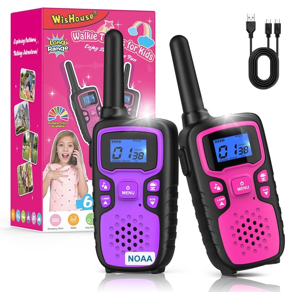 Wishouse Walkie Talkies for Kids Rechargeable Long Range,Xmas Birthday Gift