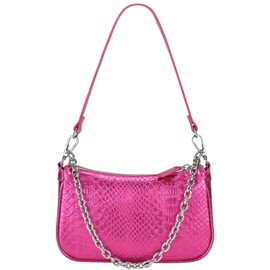 GAYI URBAN Snakeskin Shoulder Bag for Women, Small 90s Retro Clutch Purse, Mini Trendy Y2K Handbag (Hot Pink)