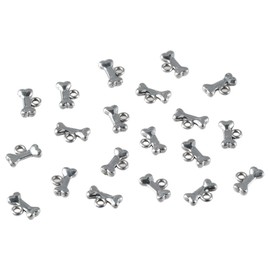 [Qicarkey] 120 Pcs Dog Bone Charms Silver Alloy Pet Dog Bone Charms for Jewelry Craft Making