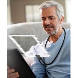 5X Hands-Free Magnifying Glass with 50 LED Lights, Full Page Magnifier with Flexible Gooseneck, 6.7" x 9.5" Neck Wearing Large Page Magnifier for Reading, Repairing, Sewing