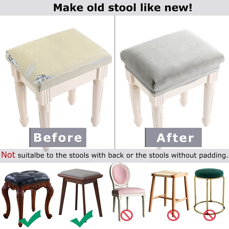 SINOSSO Soft Velvet Vanity Bench Cover, (15"- 19.5") L x