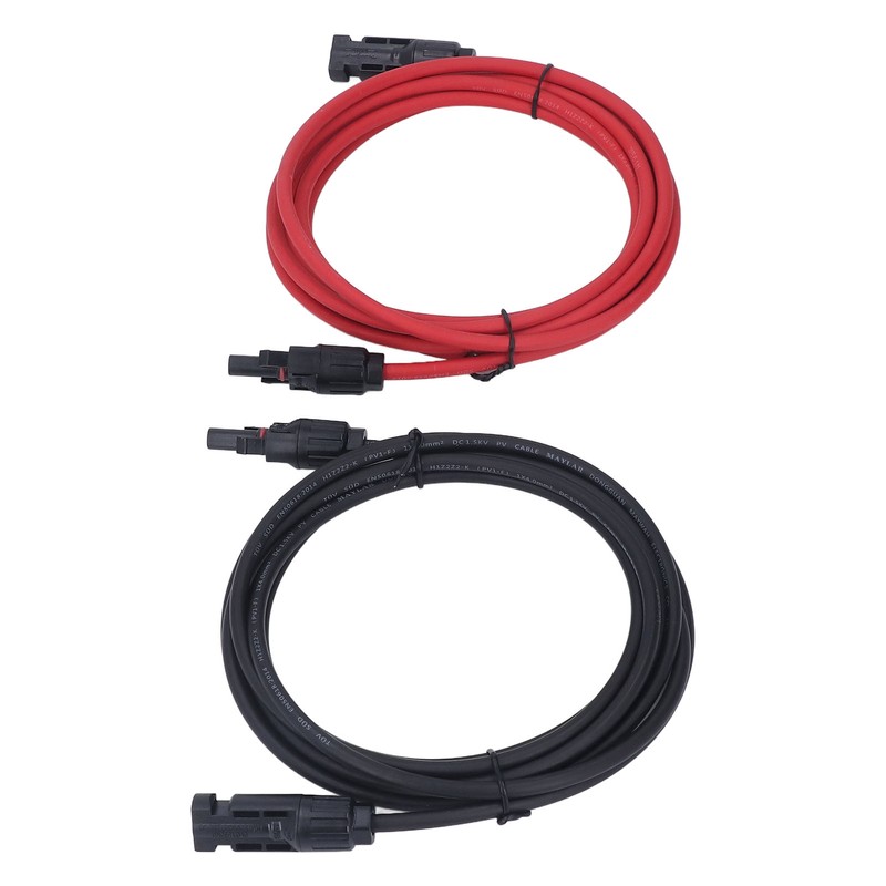2pcs 12AWG 4mm² Solar Panel Extension Cable Black Red Solar