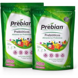 Prebian, Prebióticos, Alimenta tus Probióticos, Fortalece la Microbiota intestinal, Favorece la Salud Digestiva. Sin Sabor, Keto Friendly,Organico (2pack-2bolsas 150gc/u)
