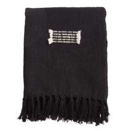 Occasion Gallery Black Fringe Line Decorative Cozy Throw Blanket, 50" X 60" 100% Cotton (1 Piece)