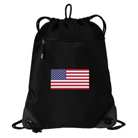 Broad Bay USA Flag Drawstring Bag American Flag Cinch Pack Backpack UNIQUE MESH & MICROFIB