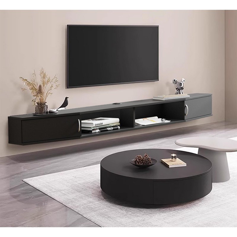 WAMPAT Floating TV Stand with Charging Station for 32-80 inch