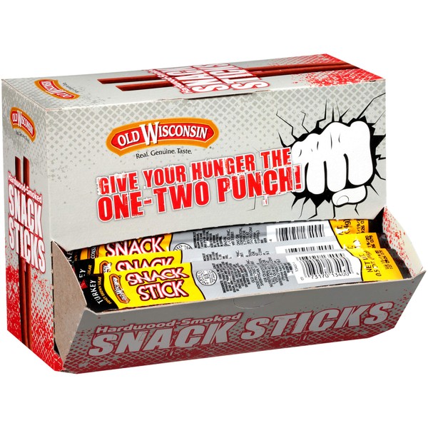 Old Wisconsin Honey Turkey Sausage Snack Sticks, Naturally Smoked, Ready to Eat, High Protein, Low Carb, Keto, Gluten Free, Counter Box, Pack of 42 Individually Wrapped Sticks